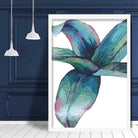 Tropical Plant Blue Green Watercolour Leaves Poster