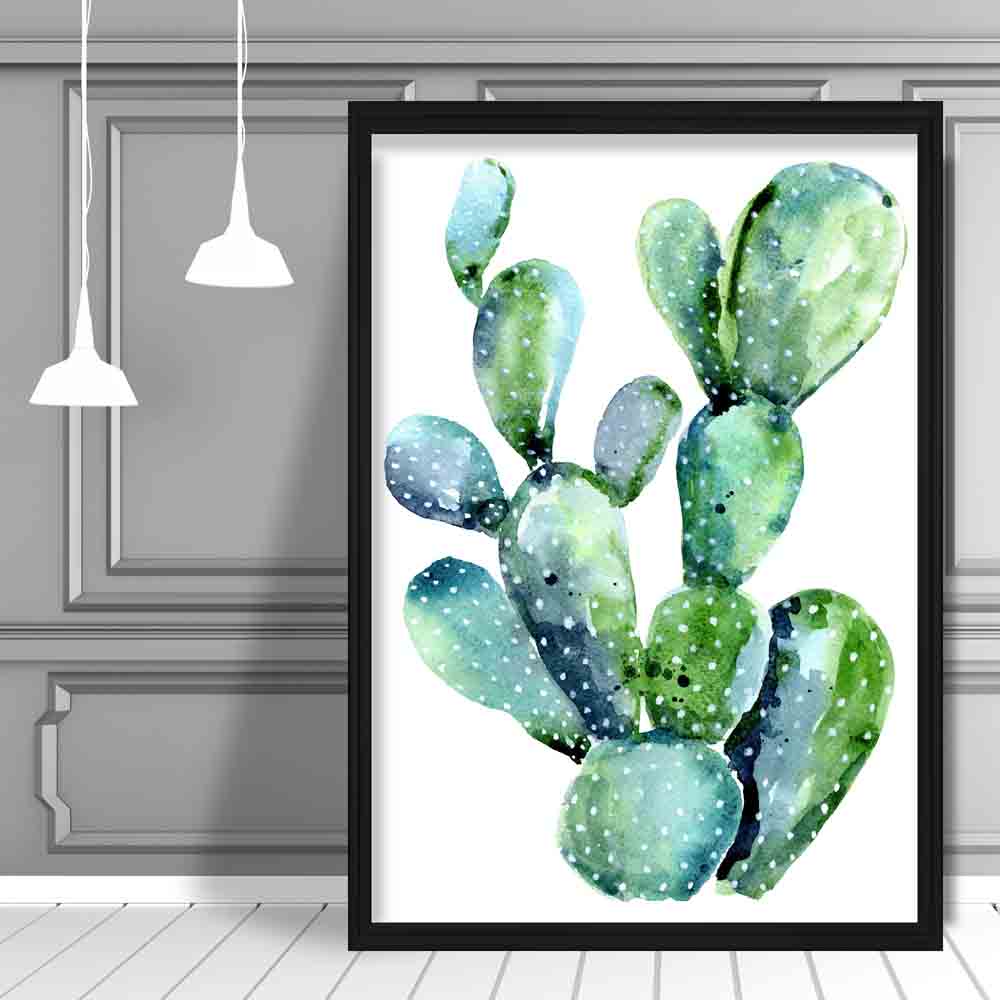 Cactus Blue Green Watercolour Print
