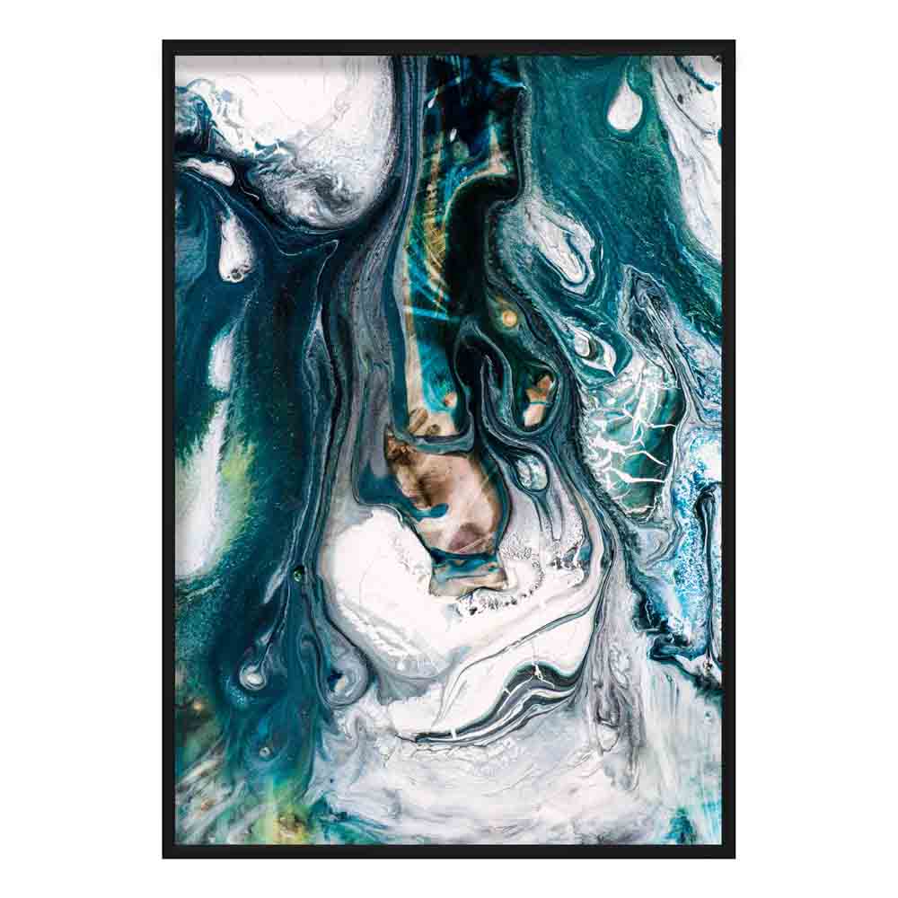 Abstract Fluid Paint Teal Painting Art Print