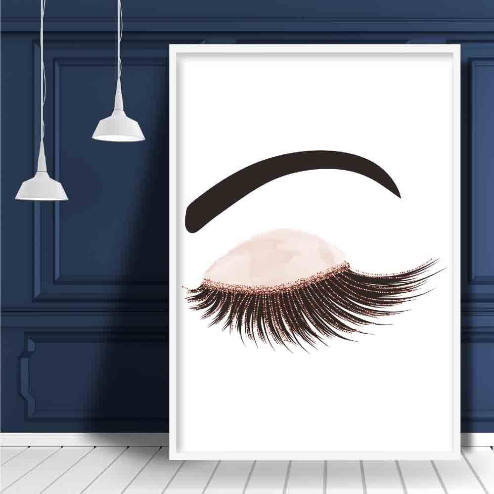 Blush Pink Watercolour and Glitter Effect Eyelashes Poster
