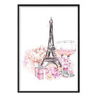 Eiffel Tower Peonies Champagne Poster