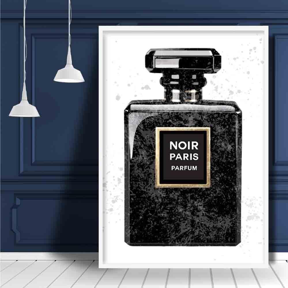 Black Marble Noir Paris Perfume Bottle Splashes Poster