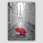 Black & White Paris Eiffel Tower Photo with Red Umbrella Poster