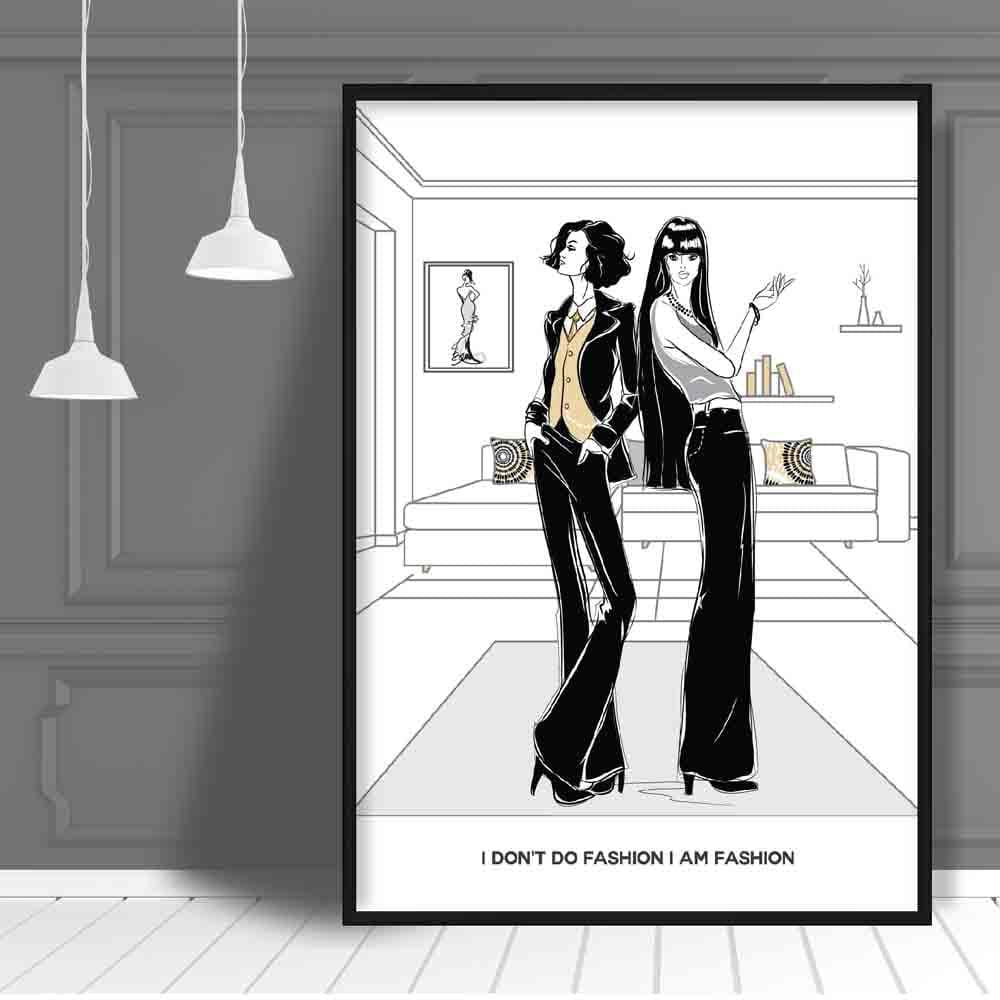 Fashionista I am Fashion Sketch and Quote Print
