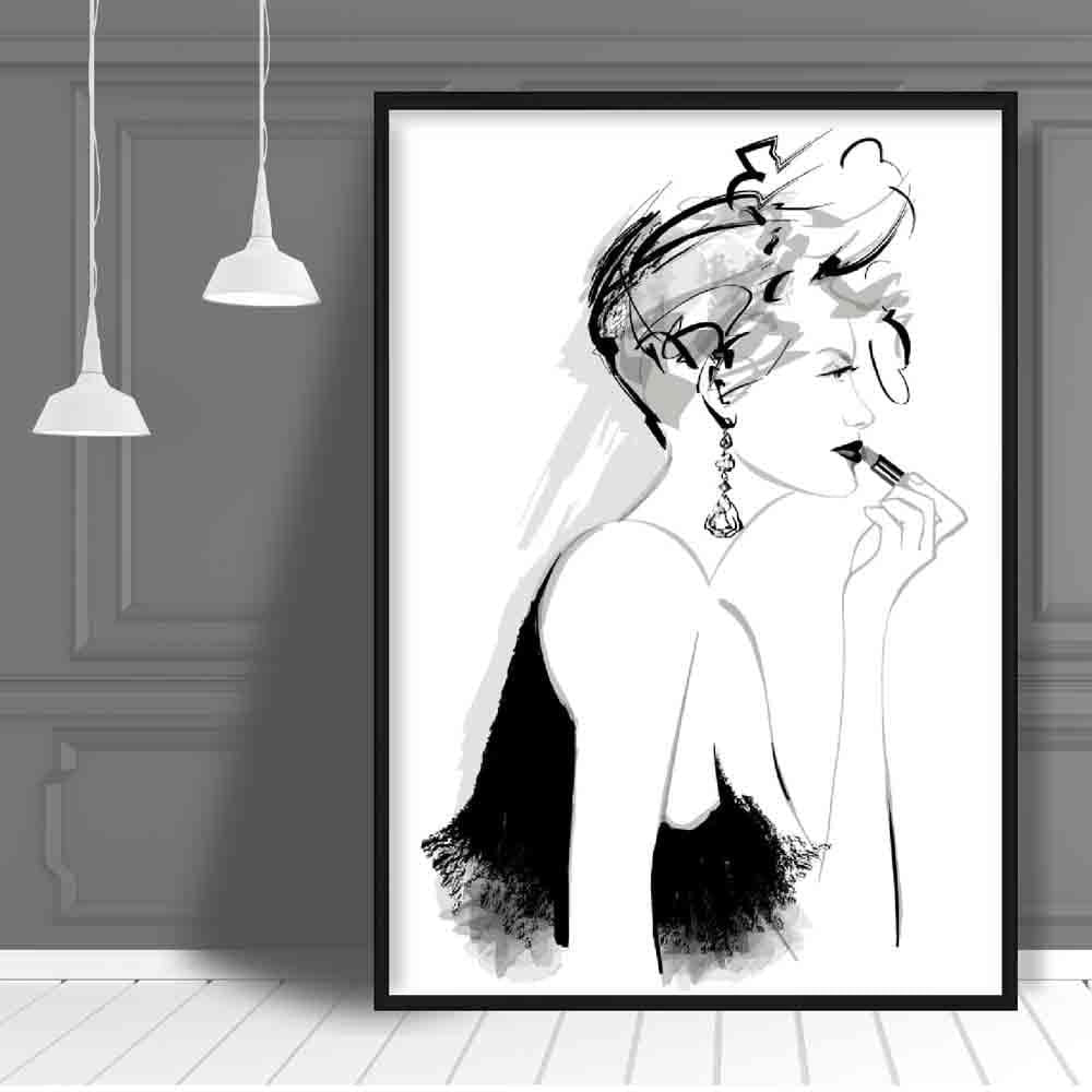 Woman Lipstick Sketch Print