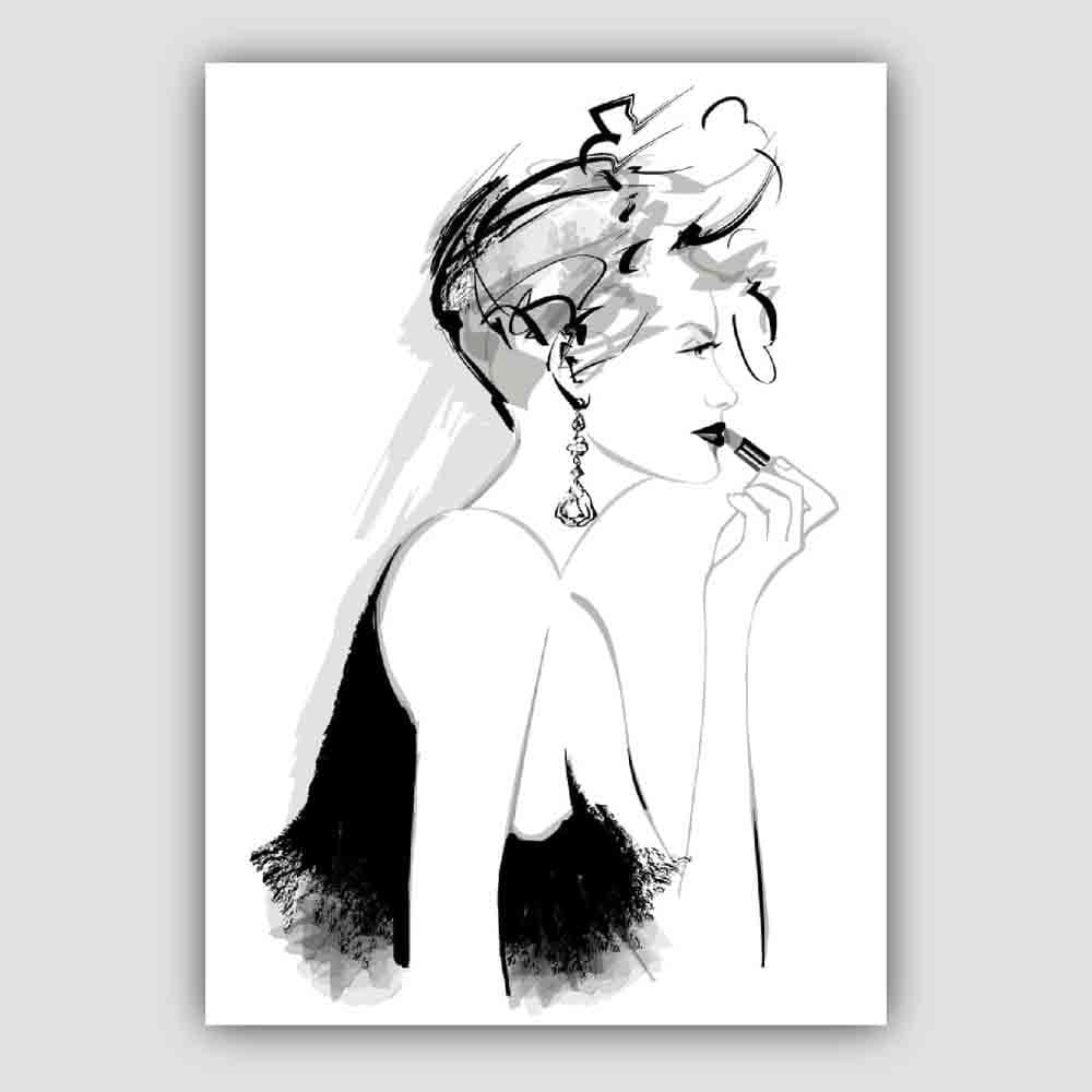 Woman Lipstick Sketch Print