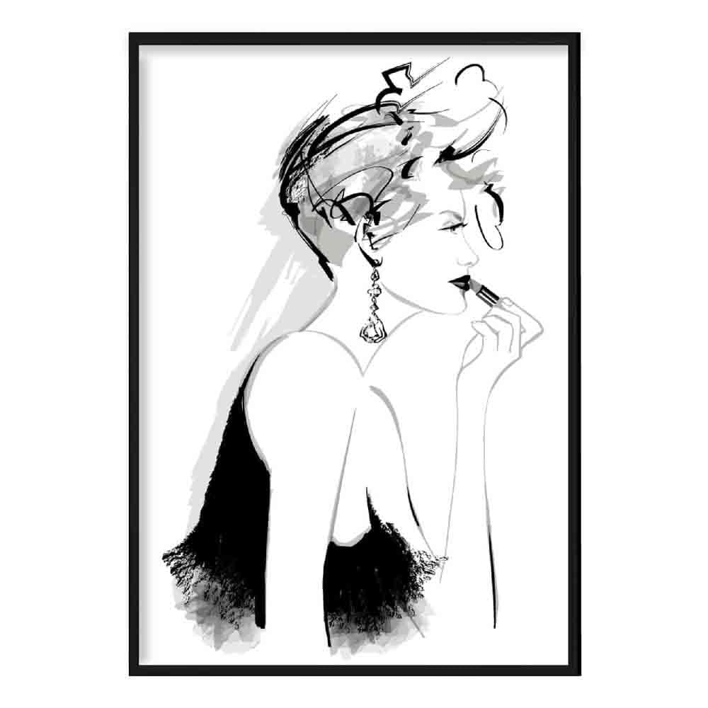 Woman Lipstick Sketch Print