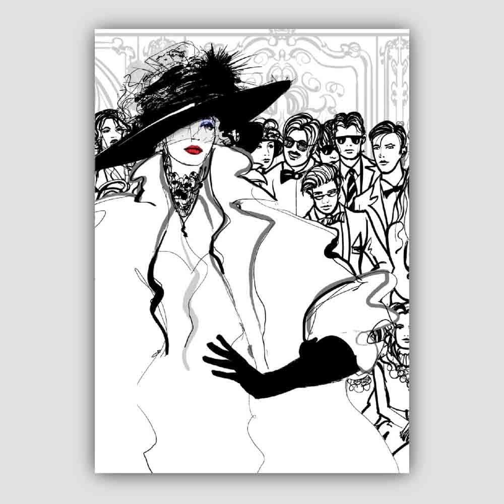 Woman Catwalk Sketch Print