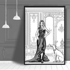 Fashionista and Dog Sketch Print