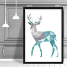 Geometric Poly Aqua Blue and Grey Stag Poster