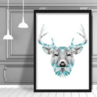 Geometric Poly Aqua Blue and Grey Stag Head Poster