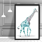 Geometric Poly Aqua Blue and Grey Giraffe Poster