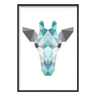Geometric Poly Aqua Blue and Grey Giraffe Head Poster