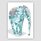 Geometric Poly Aqua Blue and Grey Elephant Poster