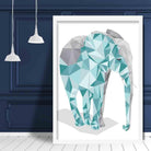 Geometric Poly Aqua Blue and Grey Elephant Poster