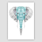Geometric Poly Aqua Blue and Grey Elephant Head Poster