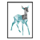 Geometric Poly Aqua Blue and Grey Young Stag Poster