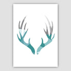 Geometric Poly Aqua Blue and Grey Stag Antlers Poster