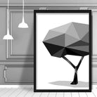 Geometric Poly Black and Grey Tree Poster