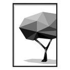 Geometric Poly Black and Grey Tree Poster