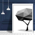 Geometric Poly Black and Grey Tree Poster
