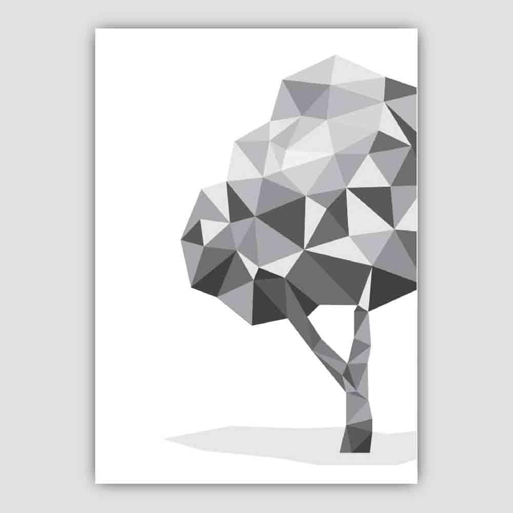 Geometric Poly Black and Grey Tree 2 Poster