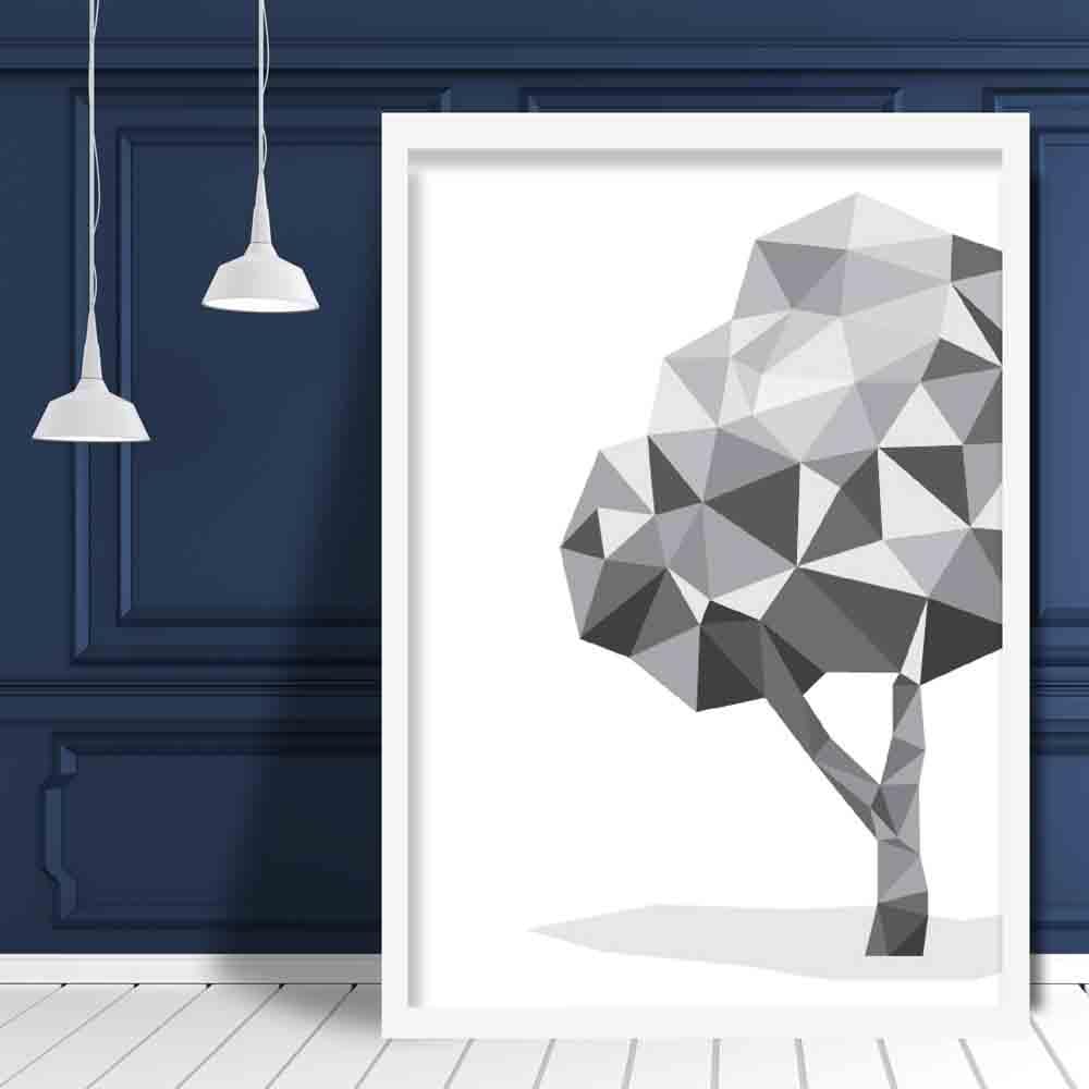 Geometric Poly Black and Grey Tree 2 Poster