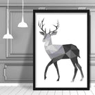 Geometric Poly Black and Grey Stag Poster