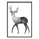 Geometric Poly Black and Grey Stag Poster