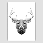 Geometric Poly Black and Grey Stag Head Poster