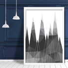 Geometric Poly Black and Grey Mountains Poster