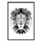 Geometric Poly Black and Grey Lion Head Poster