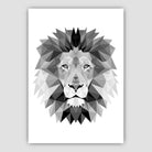 Geometric Poly Black and Grey Lion Head Poster