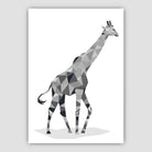 Geometric Poly Black and Grey Giraffe Poster