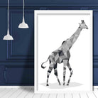 Geometric Poly Black and Grey Giraffe Poster