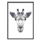 Geometric Poly Black and Grey Giraffe Head Poster