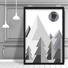 Geometric Poly Black and Grey Forest Poster