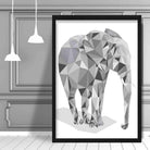 Geometric Poly Black and Grey Elephant Poster