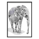 Geometric Poly Black and Grey Elephant Poster