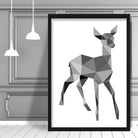 Geometric Poly Black and Grey Young Stag Poster