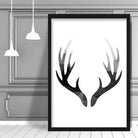 Geometric Poly Black and Grey Stag Antlers Poster