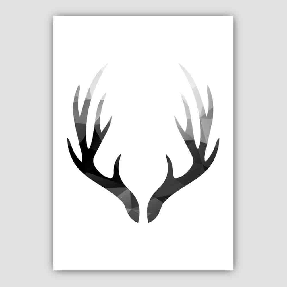 Geometric Poly Black and Grey Stag Antlers Poster