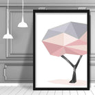 Geometric Poly Blush Pink and Grey Tree Poster