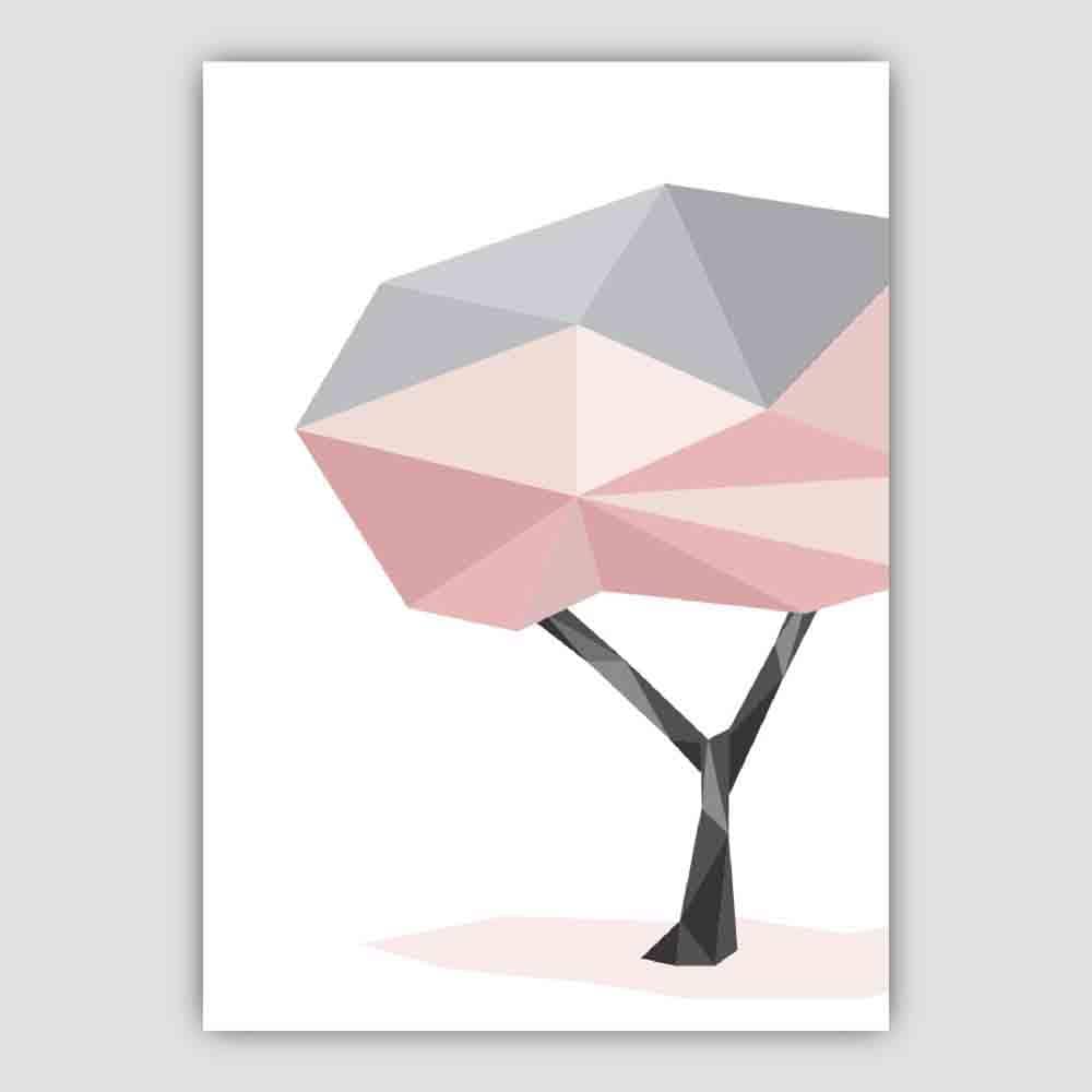 Geometric Poly Blush Pink and Grey Tree Poster
