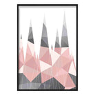 Geometric Poly Blush Pink and Grey Mountains Poster