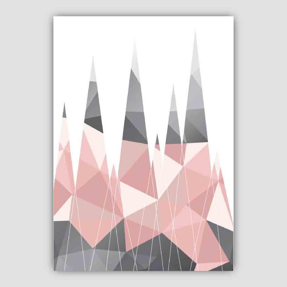 Geometric Poly Blush Pink and Grey Mountains Poster