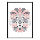 Geometric Poly Blush Pink and Grey Lion Head Poster