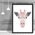 Geometric Poly Blush Pink and Grey Giraffe Head Poster