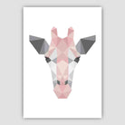 Geometric Poly Blush Pink and Grey Giraffe Head Poster