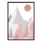 Geometric Poly Blush Pink and Grey Forest Poster
